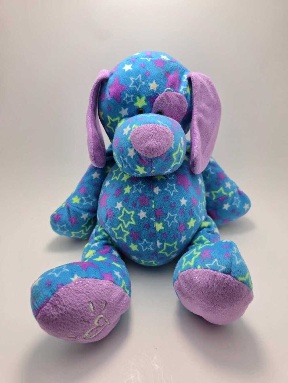 Ganz Star Print Dog Plush Stuffed Animal Blue Purple Heart Paw Rare! (12 inch)